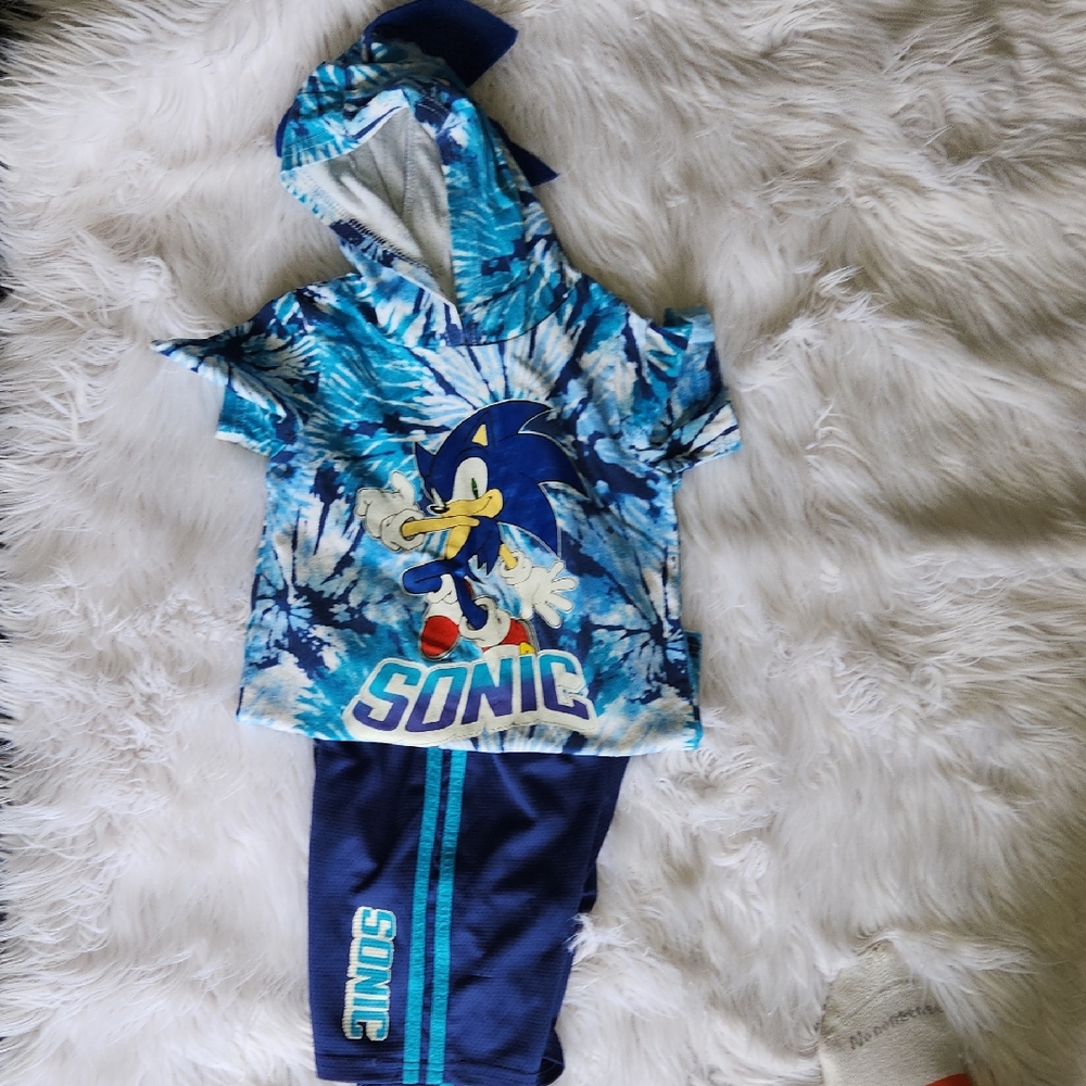 Sonic the Hedgehog Blue Tie-Dye Hoodie and Shorts Set